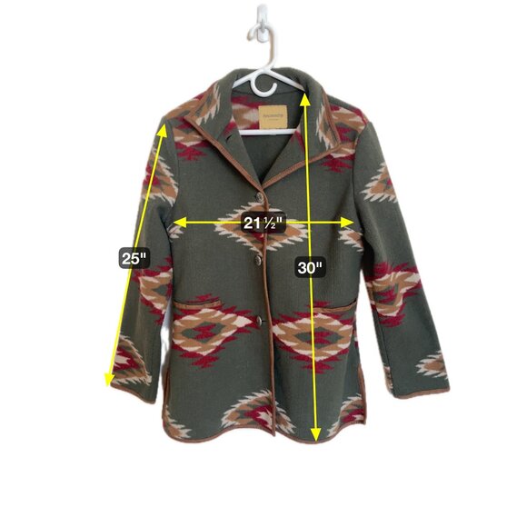 UpCountry By Du Monde Fleece Button Down Jacket Aztec Tribal Women's Medium VTG - Picture 6 of 9